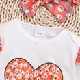 thumbnail image 6 of TOWED22 Baby Girl Fall Outfits 3 Pieces Clothing Set Winter Long Sleeve Round Neck Pattern Jumpsuit Romper Floral Pants Headband Bodysuit Set(White,6-9 M), 6 of 8