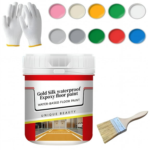 VELIMO Waterproof Epoxy Floor Paint,Water-Based Epoxy Floor Paint,Quick-Dry Anti-Slip Water-Based Floor Paint,Anti-Slip Concrete Floor Paint for Interior & Exterior
