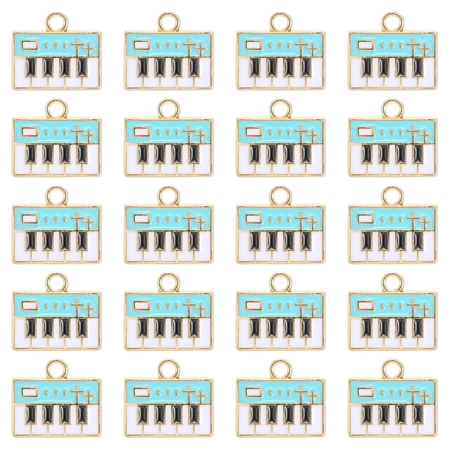 Uxcell 20 Pack Encanto de Música de Esmalte, 13 x 15mm Encanto de Piano Musical de Aleación de Metal para Pulsera, Arete, Collar, Llaveros DIY, Azul Lago