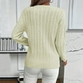 thumbnail image 4 of Women's Fall Winter Solid Color Long Sleeve Knit Sweater Round Neck Casual Pullover Top for Layering Winter Clothes,Beige,Size L, 4 of 5