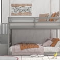 thumbnail image 2 of Low - profile, gray twin over twin bunk bed with staircase - Saves floor space, offers safety with guardrails, 2 of 2