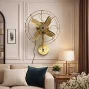 Vintage Brass Wall Fan | Retro Home Decor, 3-Speed Motor