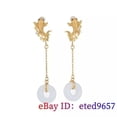 thumbnail image 5 of K-KED White Jade Carp Earrings Chinese Women Ear Studs 925 Silver Delicate Jewelry Natural, 5 of 5