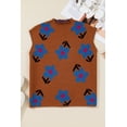 thumbnail image 1 of I AM A FASHION JUNKY Chestnut Floral High Neck Sweater Vest (Chestnut, M, 52%Viscose+26%Polyester+22%Polyamide), 1 of 14