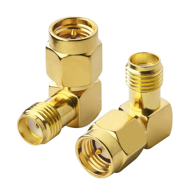 SMA macho a hembra adaptador de ángulo recto de 90 grados contactos chapados en oro adaptador de antena WIFI 2 Piezas Speravity EL1418-01