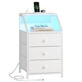 thumbnail image 6 of GUNAITO Led Nightstand with Charging Station Side Table with 3 Drawers End Table with Open Shelf Bedside Table with USB Ports and Outlets Nightstand for Bedroom,White, 6 of 10