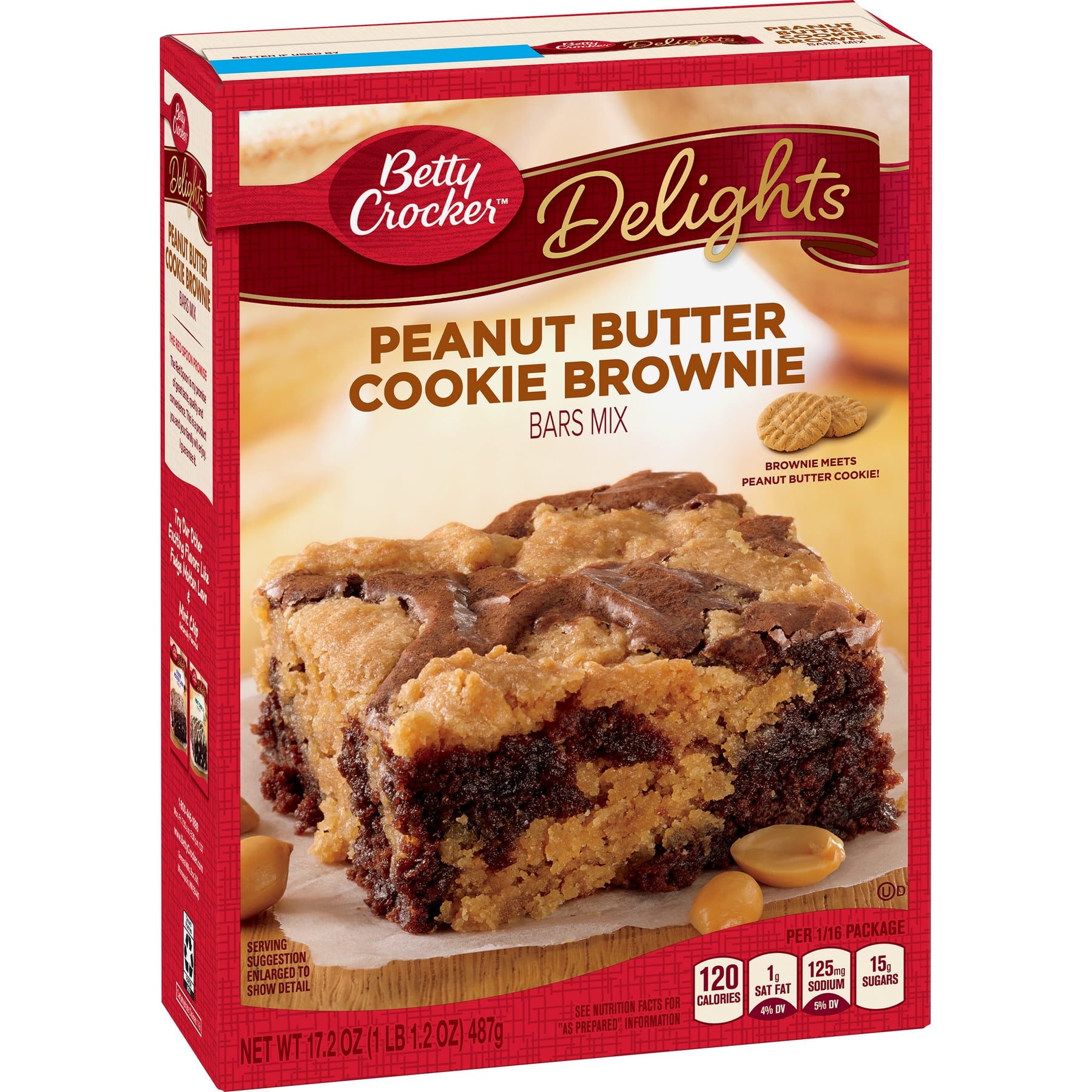 Betty Crocker Delights Peanut Butter Cookie Brownie Bar Mix, 17.2 oz