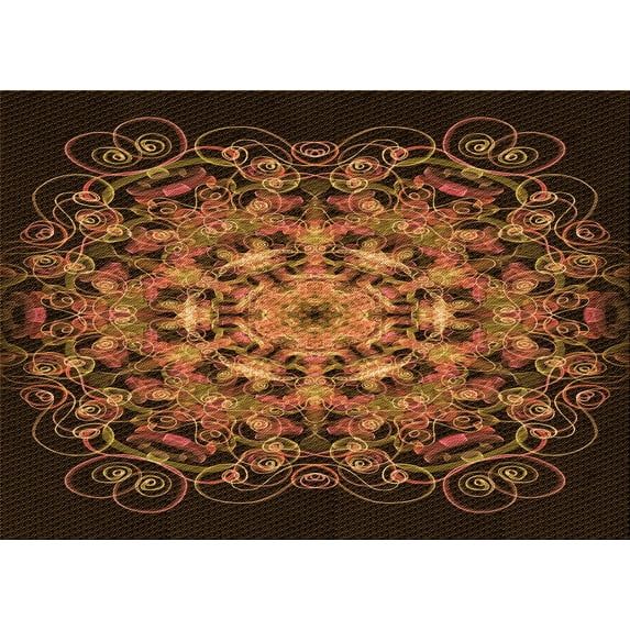 Ahgly Company Indoor Rectangle Patterned Black Bean Brown Area Rugs, 8' x 10'