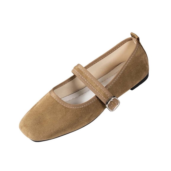 Miqool Womens Mary Jane Flats Square Toe Buckle Strap Closed Toe Comfortable Dress Shoes Casual Wedding Work Business