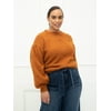 ELOQUII Elements Women's Plus Size Balloon Sleeve Bobble Sweater