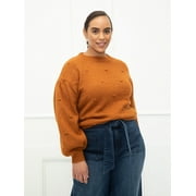 ELOQUII Elements Women's Plus Size Balloon Sleeve Bobble Sweater
