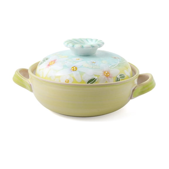 Ceramic Casserole Dish with Lid, Ceramic Cooking Pot Nonstick Earthenware Pot, Ceramic Stew Pot with Handle Round Ceramic Cookware for Stew Steam, Soup Bowl