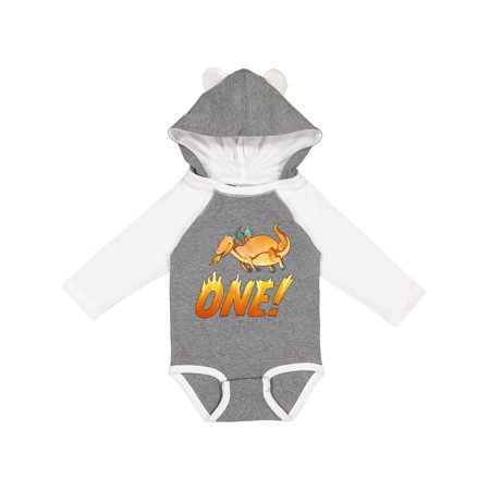 

Inktastic First Birthday Orange Dragon Breathing Fire Gift Baby Boy or Baby Girl Long Sleeve Bodysuit
