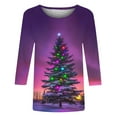 thumbnail image 4 of Holiday Gifts! Titcea Christmas Shirts for Women 3/4 Sleeve Crewneck Glitter Xmas Tree Print Pullover Christmas Sweaters 2024 Fashion Casual Tops, 4 of 4