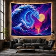 thumbnail image 6 of Ocean Waves Mythical with Dragon Massive Swirling Wave, Mystical Fantasy for Space Lovers, Galaxy Room Decor, Housewarming Gift, Tapestry Wall Hanging for Bedroom and Dorm, 6 of 7