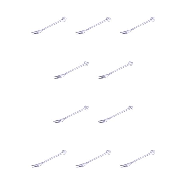 Moyic Tenedor de fruta Postre Ensalada Tenedores Hogar Cocina Vajilla Restaurante Fiesta Snack Cafés Herramientas de cocina Suministros Plata/Flor 10Conjunto