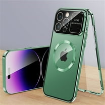 ELEHOLD Magnetic Case for iPhone 14 Pro Max Full Body Case,Double Sided with Built-in Tempered Glass Screen Protector Metal Frame Camera Lens Protection Shockproof Rugged Case,green