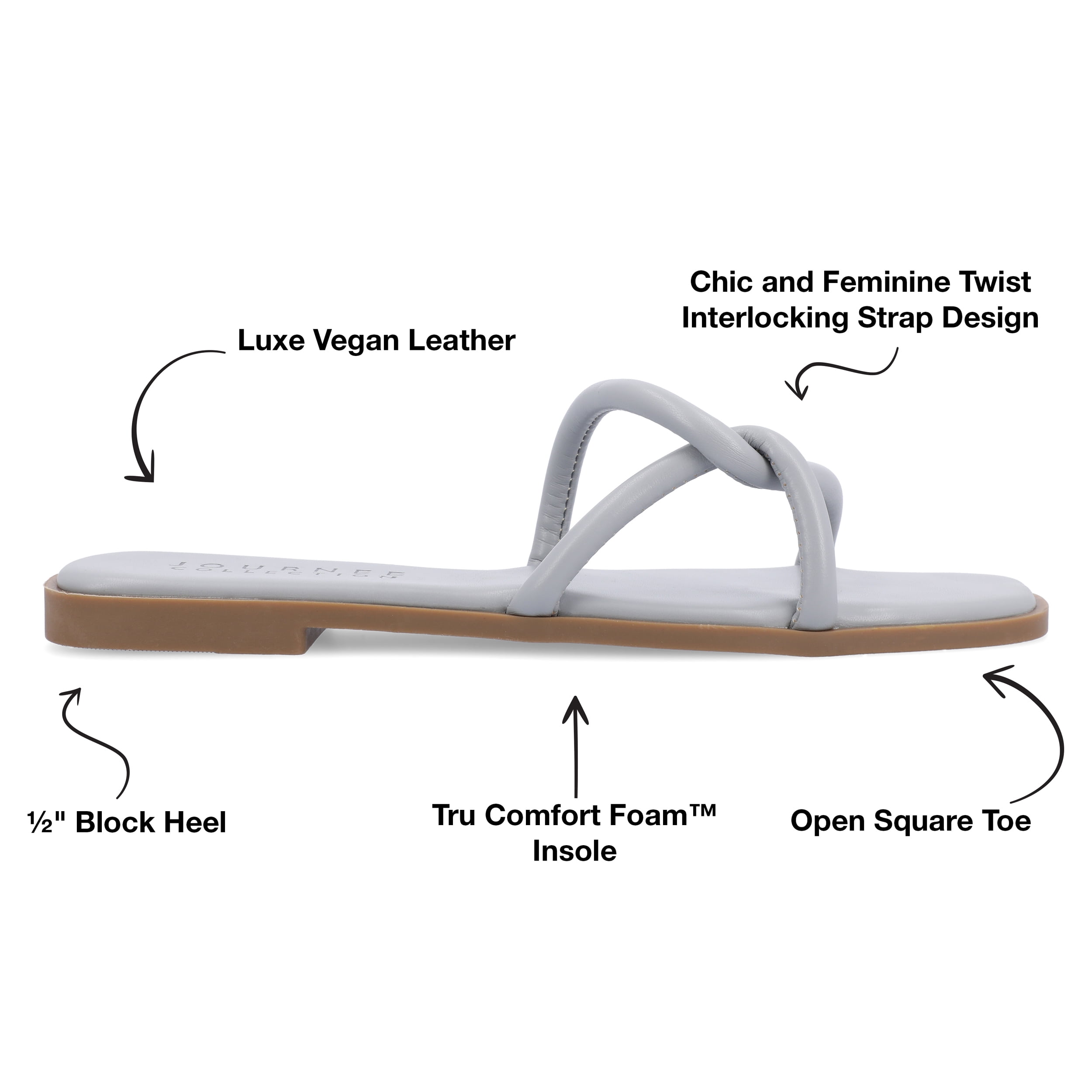 Journee Collection Womens Lauda Tru Comfort Foam Vegan Leather Slip On Sandals