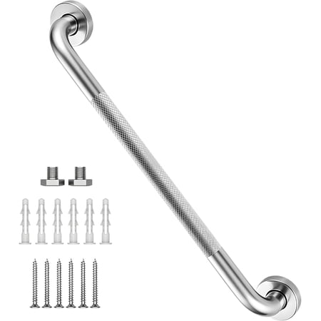 24 Inch Brushed Nickel Shower Grab Bar, 304 Stainless Steel Anti-Slip Safety Handrail for Seniors Bathroom, 1.25" Dia