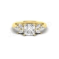 thumbnail image 2 of 925 Sterling Silver Ring with 14K Yellow Gold Plating Asscher Cut Diamond Engagement Ring – Leaf Cluster Design – Nature Inspired Bridal Ring – Solitaire Promise Ring for Her, 2 of 5