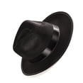 thumbnail image 2 of Fedora Brim Felt Church Hat Men Western Cowboy Hat Jazz Hat Summer Beach Sun Hat with Ribbon Band Men's 1920s Gatsby Gangster Costume, 2 of 6