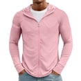 thumbnail image 3 of OIOLOYJM Full Zip Hoodies for Men UPF Sun Protection Lightweight Long Sleeve Jacket Breathable Mesh Outdoor UV Performance Fishing Running Hooded Shirt with Pockets Pink S, 3 of 8