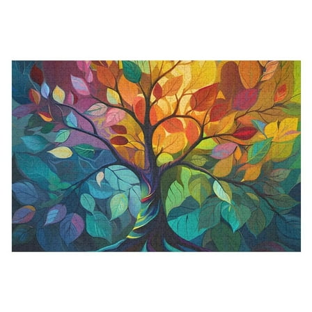 Jigsaw Puzzles - Artistic Depiction of A Tree with Multicolored Leaves1000 PCS，Challenging Puzzle Perfect for Game Nights