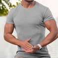 thumbnail image 2 of Men's Ribbed Knit T-Shirt Short-Sleeve Casual Solid Basic Top Soft Stretch Fabric Spring & Summer Versatile Daily Tees,White,XXL, 2 of 5