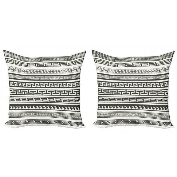 Ambesonne Abstract Throw Pillow Cover 2 Pack, Motif, 18", Army Green Cream White