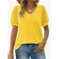 thumbnail image 4 of Womens Summer Casual Shirts Short Sleeve Tunic V Neck Trendy Blouses Tops, 4 of 5