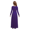 thumbnail image 2 of Sholeno Kids Girls Praise Dance Dress Long Sleeve Worship Liturgical Full Length Swing Skirt Lyrical Dancewear Purple 14, 2 of 5