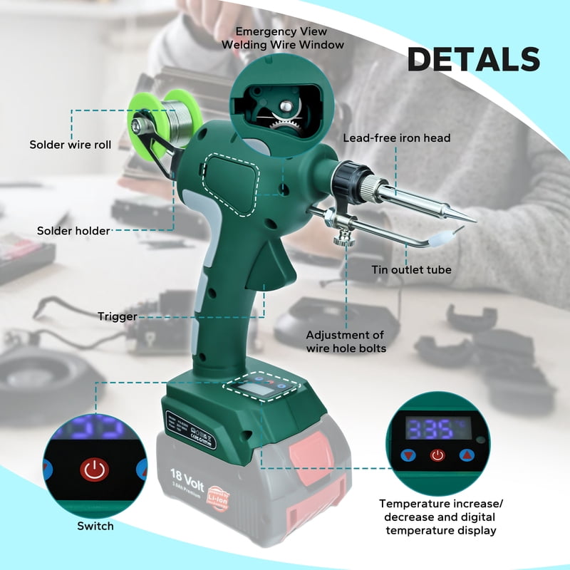 75W Electric Solder Gun Cordless Soldering Iron Kit With Digital Display Fast Welding Tools For Bos*ch 18V Battery (No Battery)
