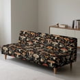 thumbnail image 6 of SCRAWLGOD Mushroom Floral Leaf Print Black Futon Cover for Armless Sofa Bed, Dustproof Futon Mattress Covers Couch Cover Protector with Elastic Bottom for Cats and Dogs, 6 of 7