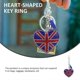 thumbnail image 2 of 2Pcs Union Jack Keychain Heart-shaped Key Ring Rhinestone Alloy Keychain Women Bag Pendant, 2 of 3
