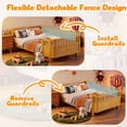 thumbnail image 4 of PORKISS Full Size Bed with Fence for Kids, Solid Wood Full Platform Bed Frame with Slats and Safety Guardrails for Girls Boys, Removable Guardrail, No Box Spring Needed, Natural, 4 of 9