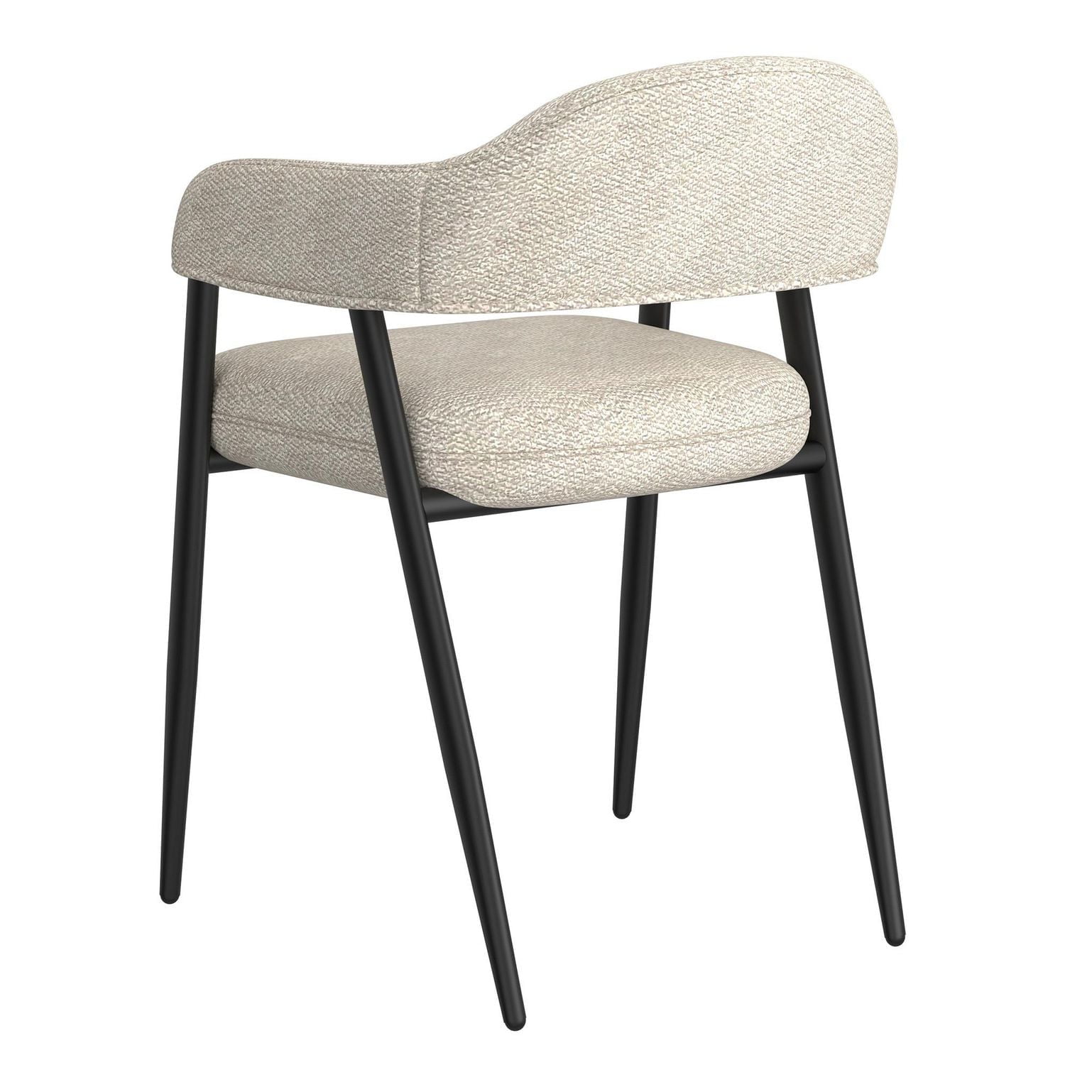 Contemporary Fabric and Metal Dining Chair, Set of 2 - Beige and Black
