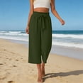 thumbnail image 2 of ibiyuan Gaucho Pants for Women High Waist Palazzo Capri Pants for Women Loose Women Trousers Drawstring Lounge Pants for Women Cropped Spring Summer Vacation Outfits, 2 of 5