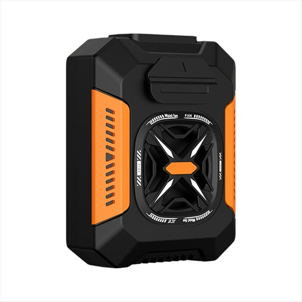 Ventilador PortáTil de Cintura, Mini Ventilador con Clip, Recargable por USB, InaláMbrico, Color Naranja.