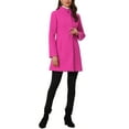 thumbnail image 3 of INSPIRE CHIC Women's Coat Mid Length Stand Collar Single Breasted Winter Outerwear Overcoat M Hot Pink, 3 of 7