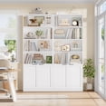 thumbnail image 6 of Hiphuta 73" Tall 6-Tier Bookcase with Cabinet, 26" Wide Minimalist Single Row Bookshelf with 2 Doors and 4 Open Shelves, for Office Living Room, White, 6 of 7