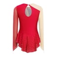 thumbnail image 4 of Choomomo Kids Girls Ice Figure Skating Dress Ballet Dance Skirted Leotard Dress Rhinestones Competition Outfit Red 14, 4 of 5