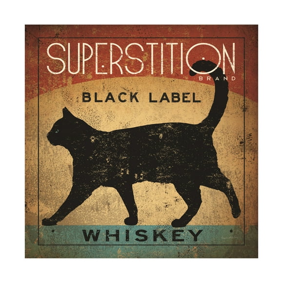 Trademark Fine Art 'Superstition Black Label Whiskey Cat' Canvas Art by Ryan Fowler