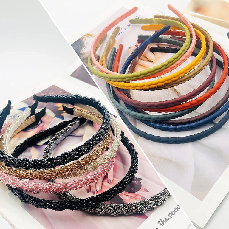 DaKuan 16 Pack Hair Hoops & Thin Headbands, 6 Beaded Hair  display picture 2