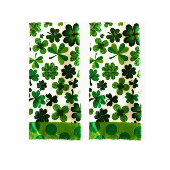 St. Patrick's Day Shamrock Kitchen Bathroom Hand Towels, Set of 2
