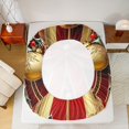 thumbnail image 5 of Feelyou Christmas Bowknot Queen Sheet Sets, Red Gold Ball Flat Sheet, Geometric Stripes Queen Fitted Sheet, Super Cozy Room Decor,4 Pieces, 5 of 7