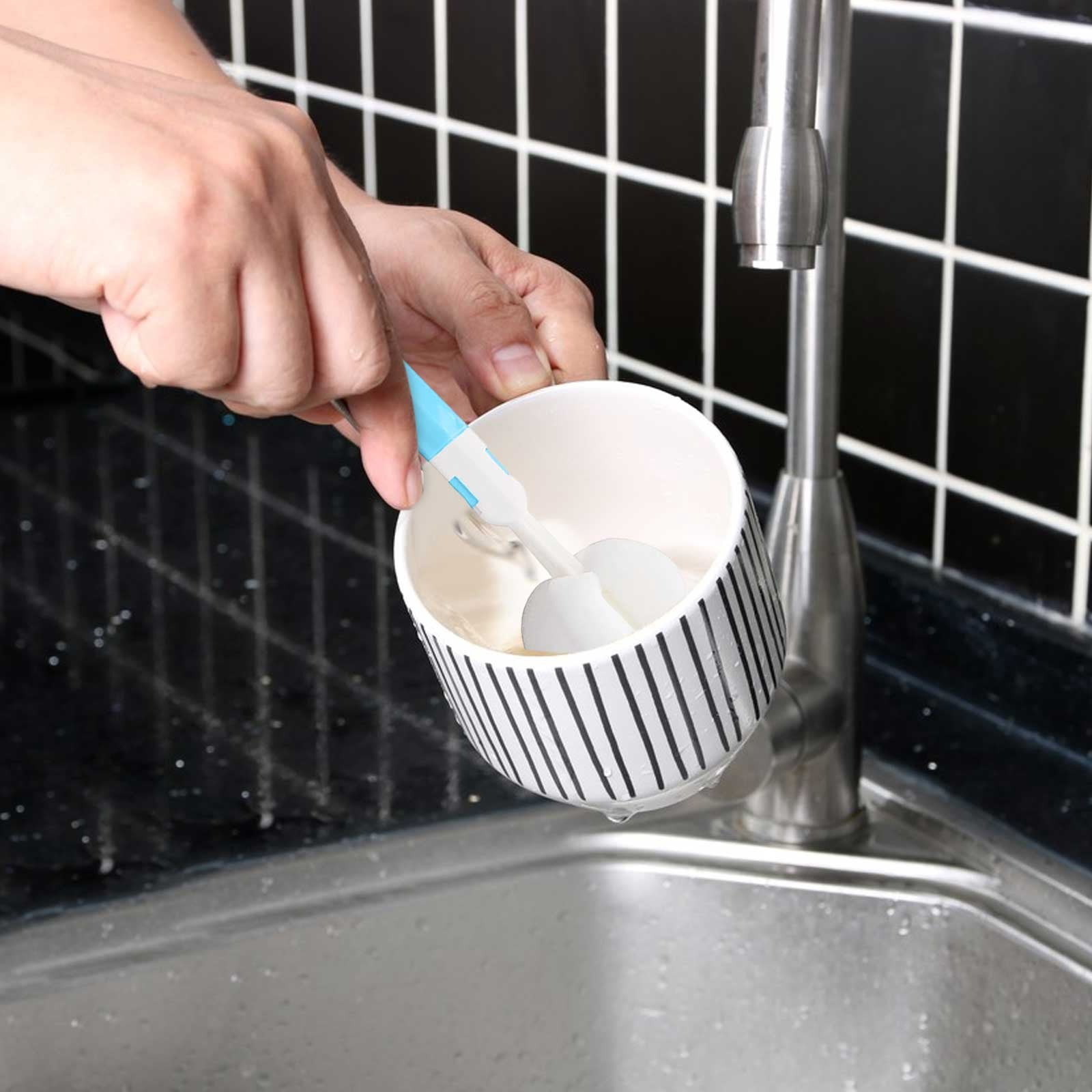 Adjustable Length Sponge Cup Washing Brush with Long Handle for Efficient Bottle and Container Cleaning Tasks