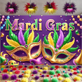 thumbnail image 6 of Colorful Design Mardi Gras Banner Masquerade Theme Carnival Display Feather Decoration Firework Pattern Festival Background for Carnival Party Mardi Gras Celebration Masquerade Ball, 6 of 9