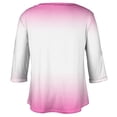 thumbnail image 5 of ZKIRBJV Womens Plus Size Tops Dressy Casual Sexy Tunics 3/4 Length Sleeve V-Neck Gradient Print T-Shirt Summer Tunic Tops Pink 4XL, 5 of 5