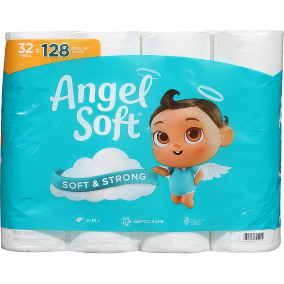 32 Mega Rolls, 320 2-ply Sheets per Mega Roll Angel Soft Toilet Paper