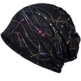 thumbnail image 1 of Hotfix Rhinestone Embossed Lace Beanie Hat, Solid Color Trendy Skull Cap, Lightweight Casual Hair Accessories For Women, 1 of 4